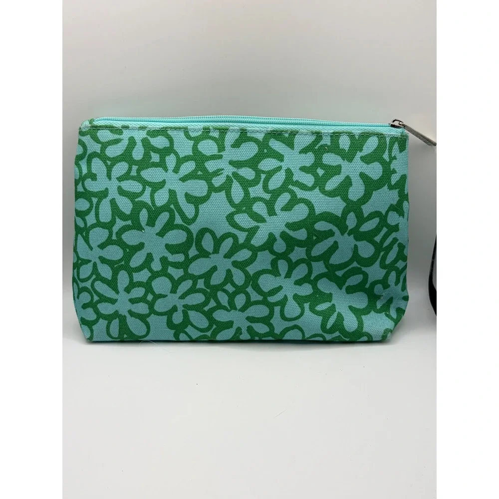 Marimekko for Clinique Green Floral Canvas Makeup Bag Cosmetic Pouch Blue